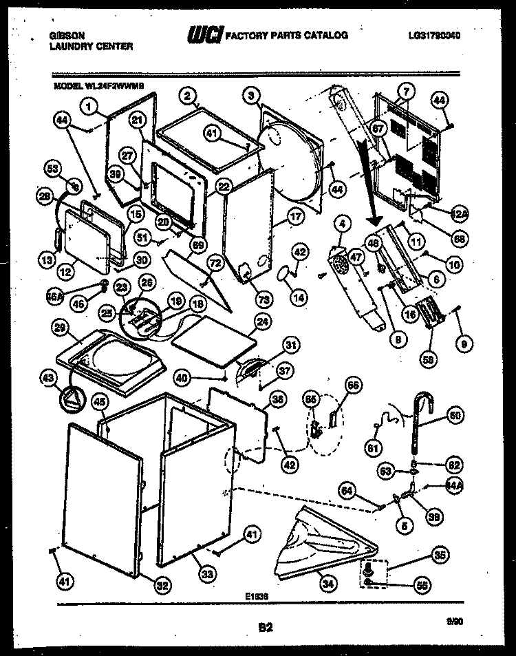 BODY PARTS Diagram and Parts List for WL24F2WWMB  Gibson Washer