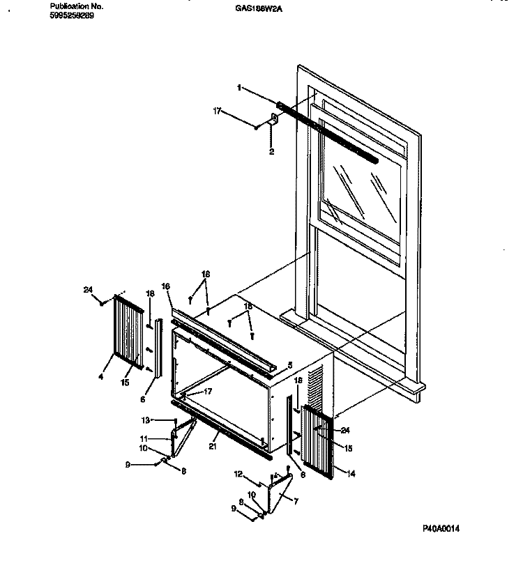 WINDOW MOUNTS Diagram and Parts List for GAS188W2A2  Gibson Air Conditioner