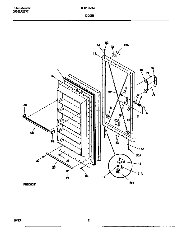 DOOR Diagram and Parts List for TFU12M4AW4  Tappan Freezer