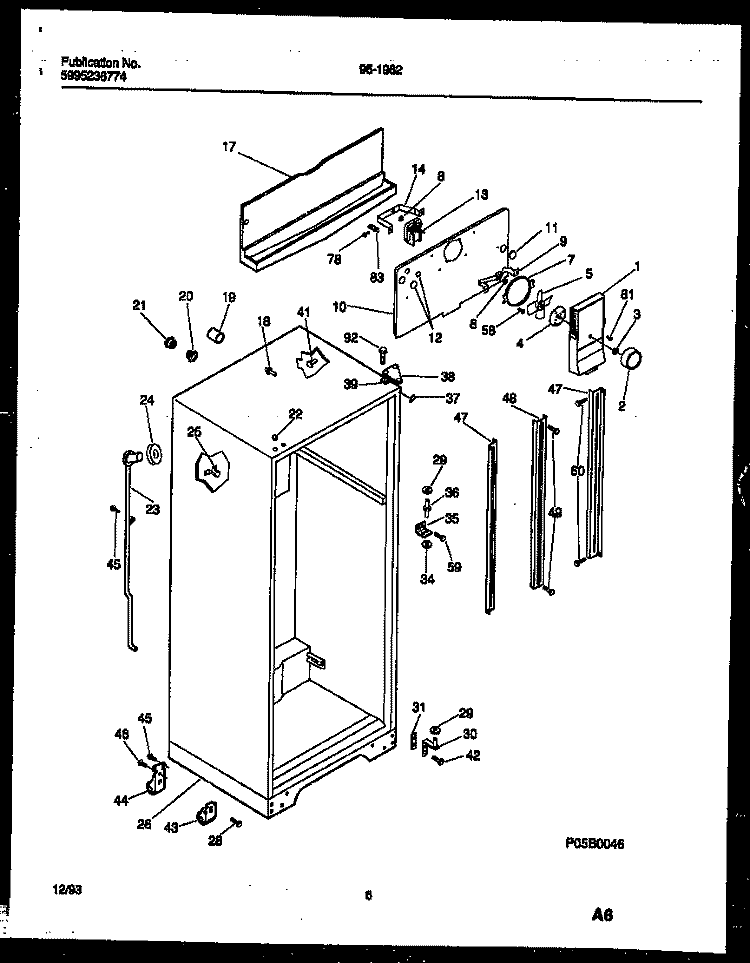 CABINET PARTS Diagram and Parts List for 95-1962-00-01  Tappan Refrigerator