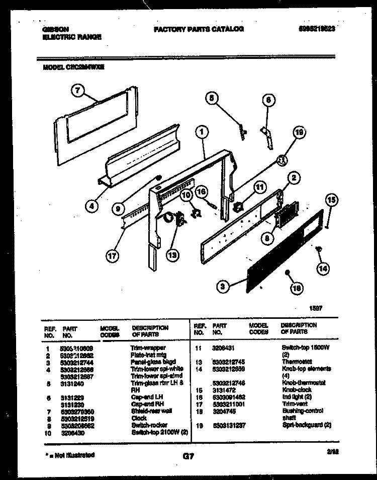 BACKGUARD Diagram and Parts List for CEC2M4WXE  Gibson Range