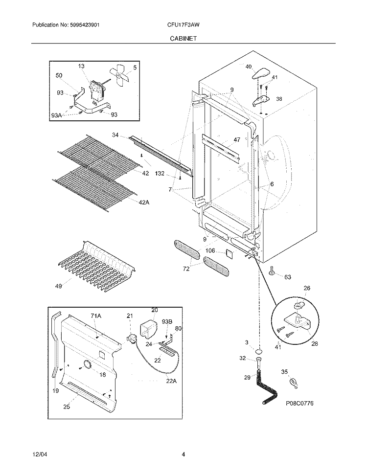 CABINET Diagram and Parts List for CFU17F3AW5  Uni Freezer