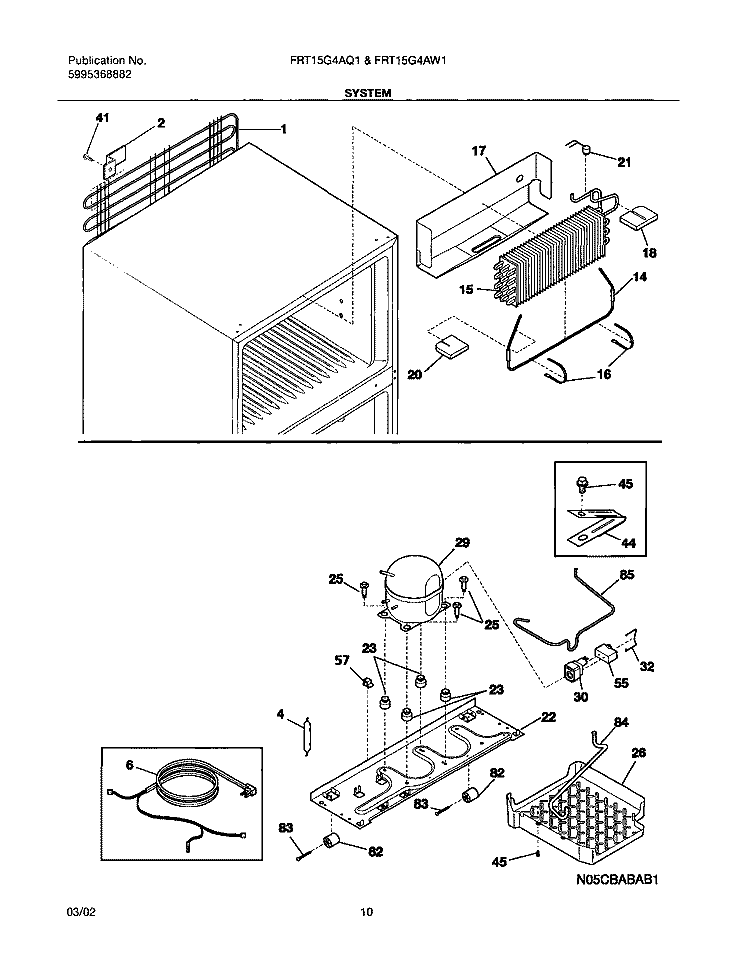 SYSTEM Diagram and Parts List for FRT15G4AW0  Frigidaire Refrigerator