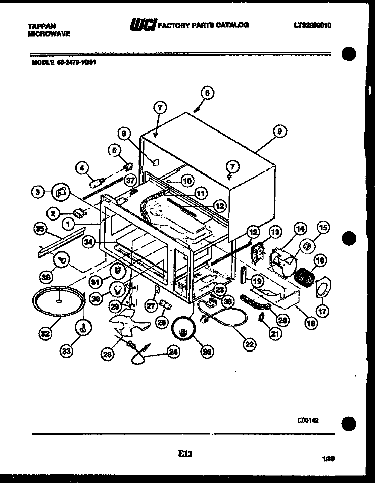 BODY PARTS Diagram and Parts List for 56-2478-10-01  Tappan Microwave