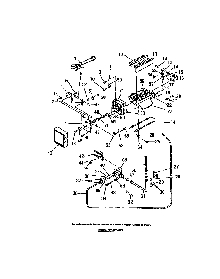 ICE MAKER Diagram and Parts List for FPE26VWCW1  Frigidaire Refrigerator