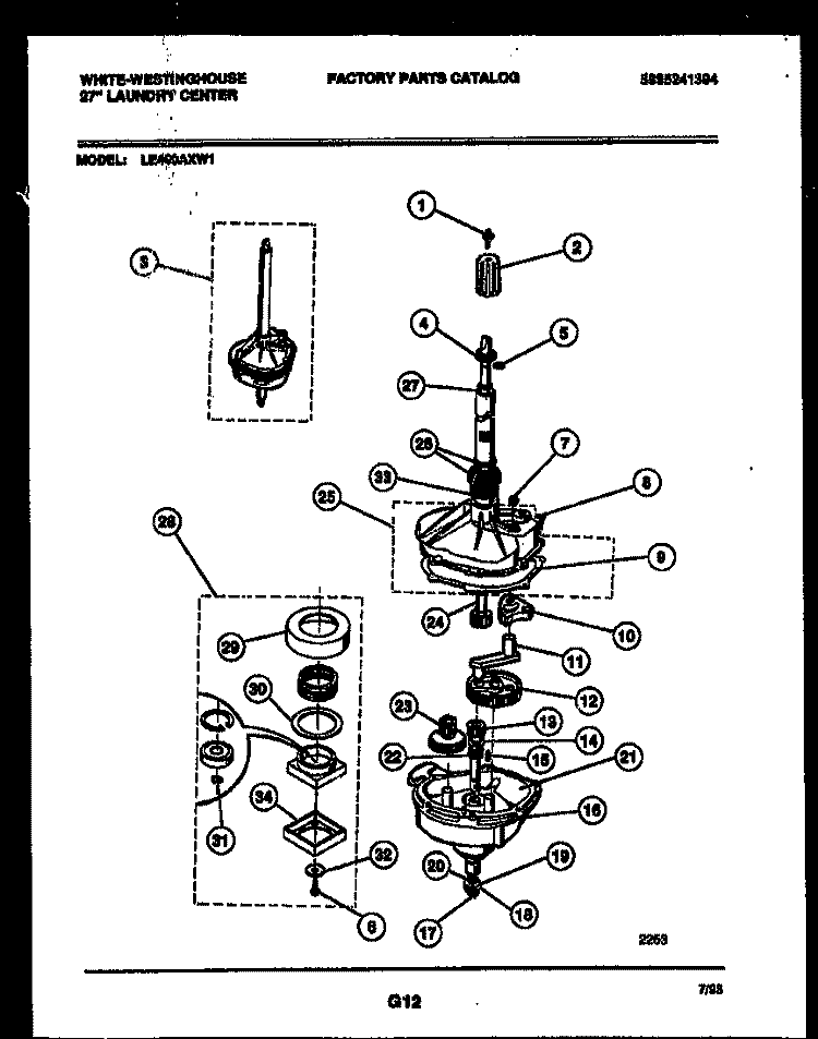 TRANSMISSION PARTS Diagram and Parts List for LE400AXW1  Frigidaire Washer Dryer Combo