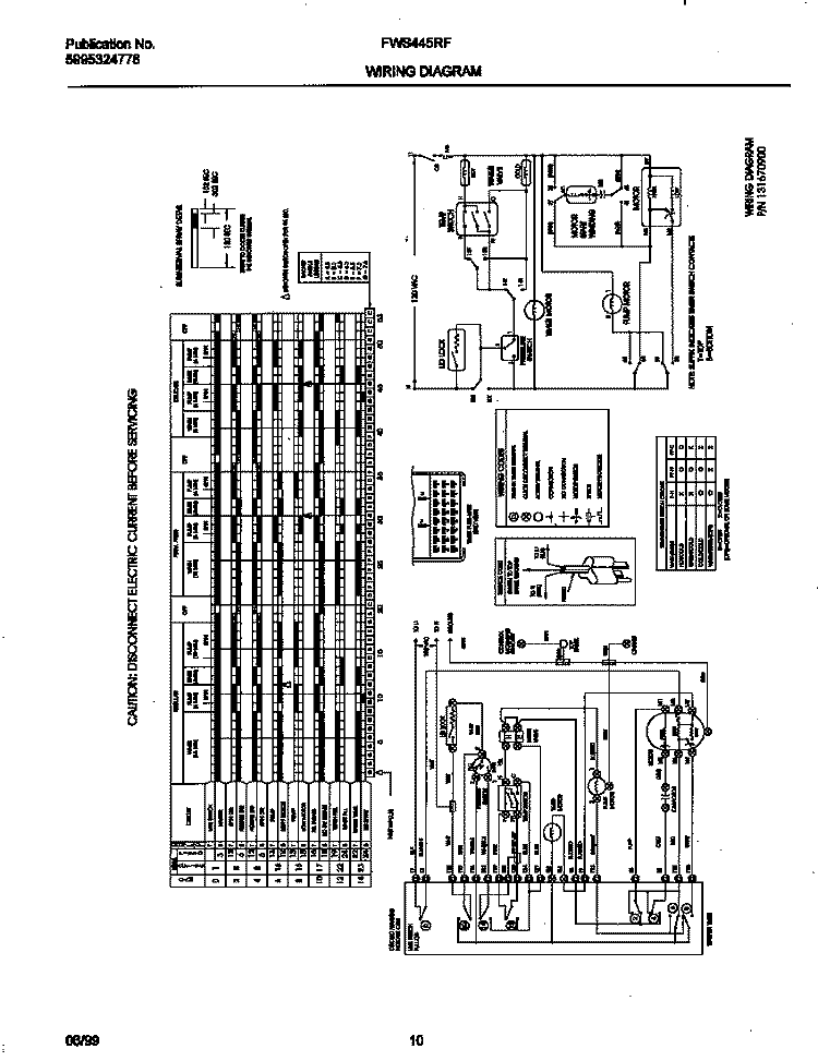 131670900 WIRING DIAGRAM Diagram and Parts List for FWS445RFT3  Frigidaire Washer