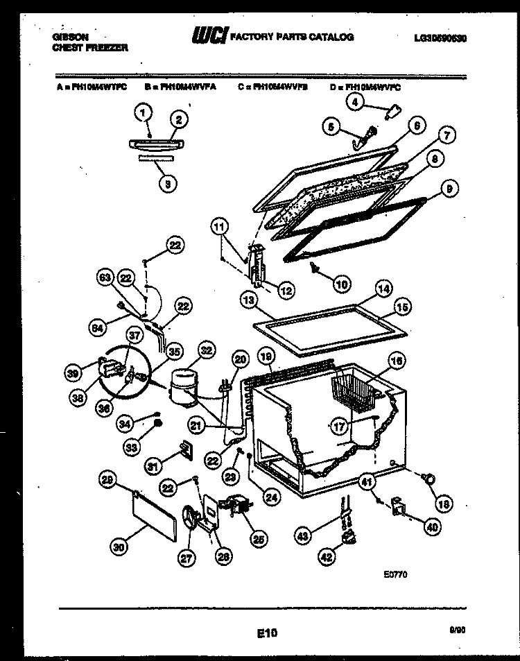 CHEST FREEZER PARTS Diagram and Parts List for FH10M4WVFC  Gibson Freezer