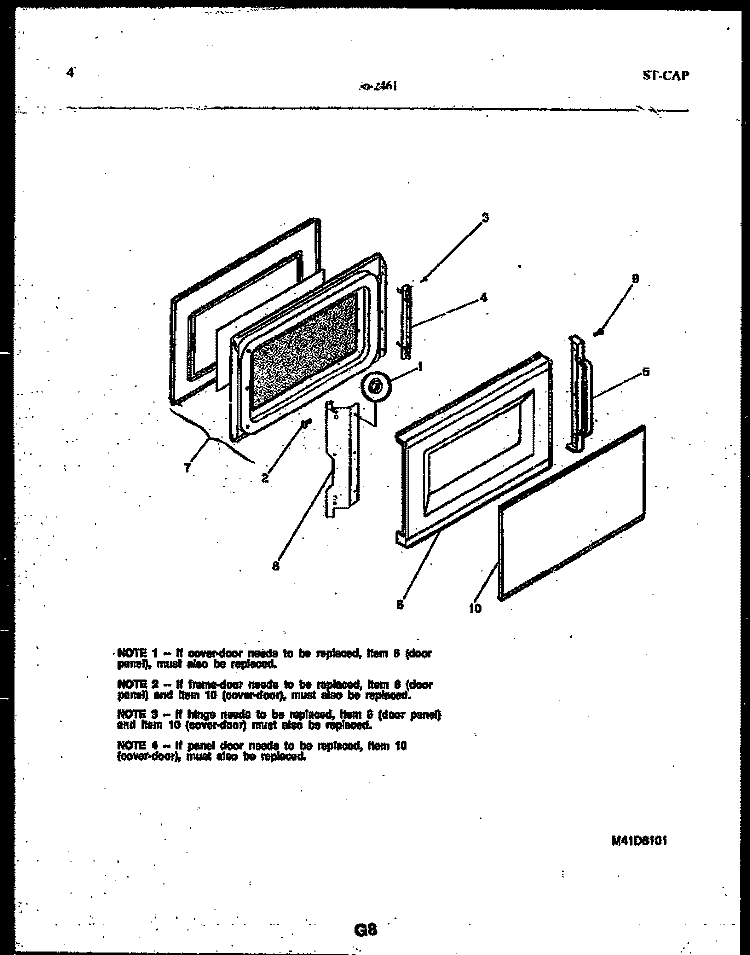 DOOR PARTS Diagram and Parts List for 56-2461-10-02  Tappan Microwave