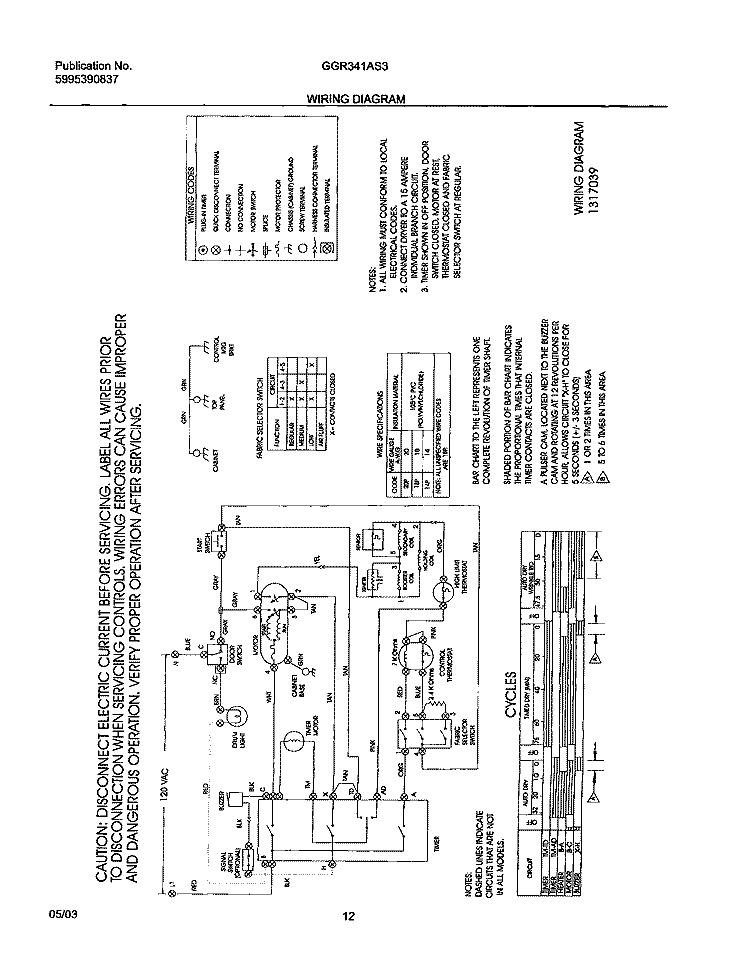 WIRING DIAGRAM Diagram and Parts List for GGR341AS3  Gibson Dryer