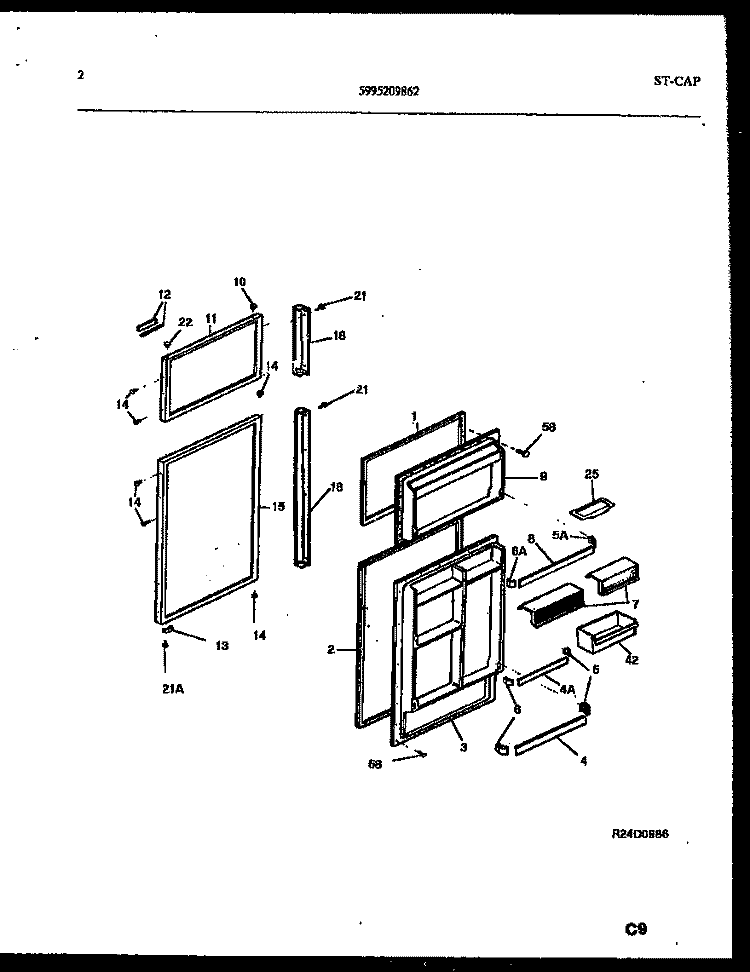 DOOR PARTS Diagram and Parts List for FPW21TIPL0  Frigidaire Refrigerator