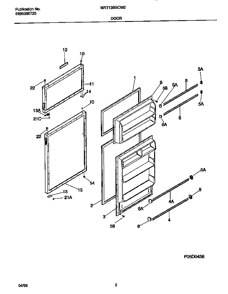 DOORS Diagram and Parts List for MRT13BSCW2  Frigidaire Refrigerator