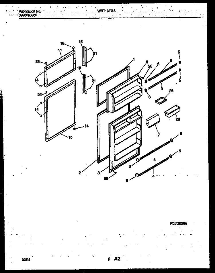 DOOR PARTS Diagram and Parts List for WRT18FGAW0  Frigidaire Refrigerator