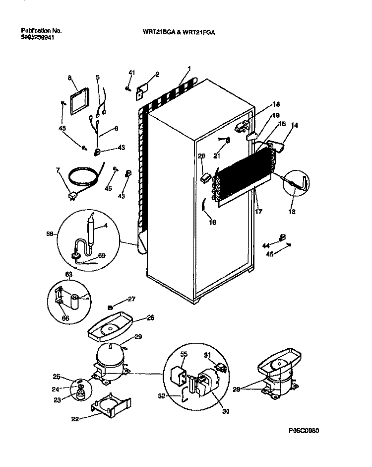 COOLING SYSTEM Diagram and Parts List for WRT21FGAZ2  Frigidaire Refrigerator