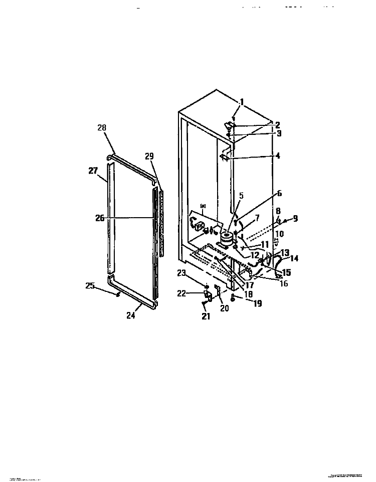 CABINET HINGES, APRON, DOOR MOULDIN Diagram and Parts List for UFS16KW2  Frigidaire Freezer