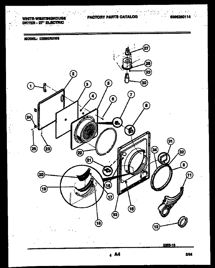 DOOR PARTS Diagram and Parts List for DE350RXD3  Frigidaire Dryer