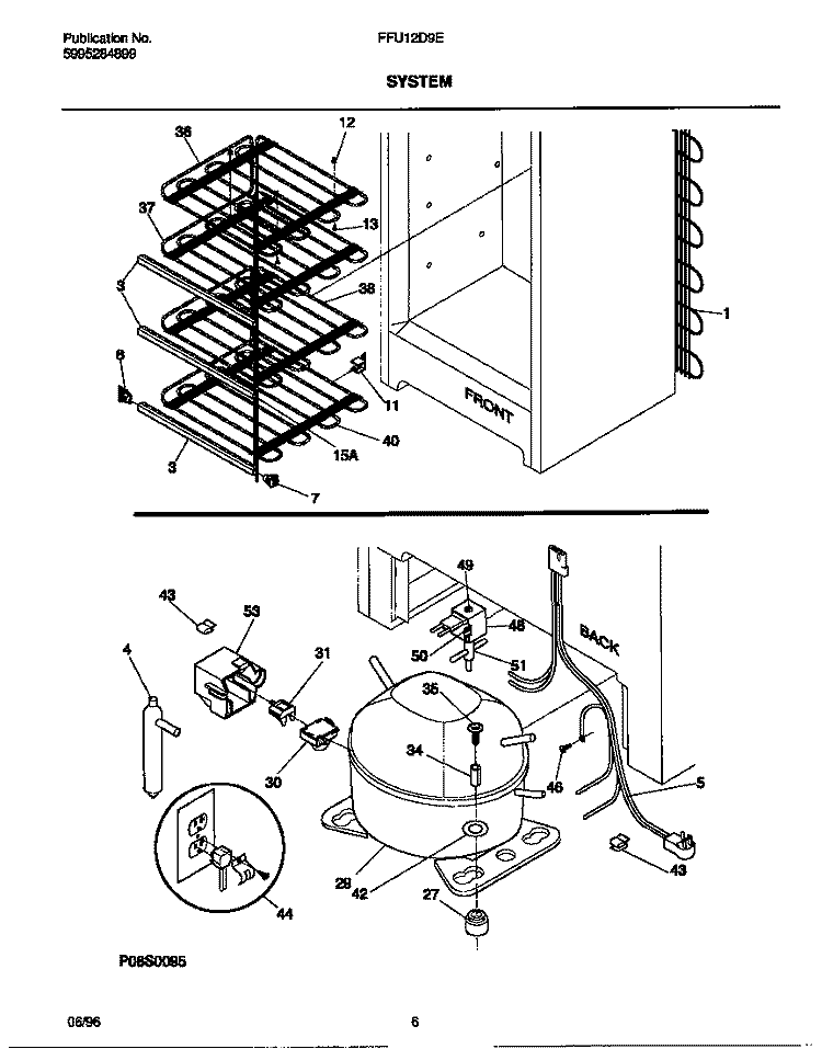 SYSTEM Diagram and Parts List for FFU12D9EW0  Frigidaire Freezer