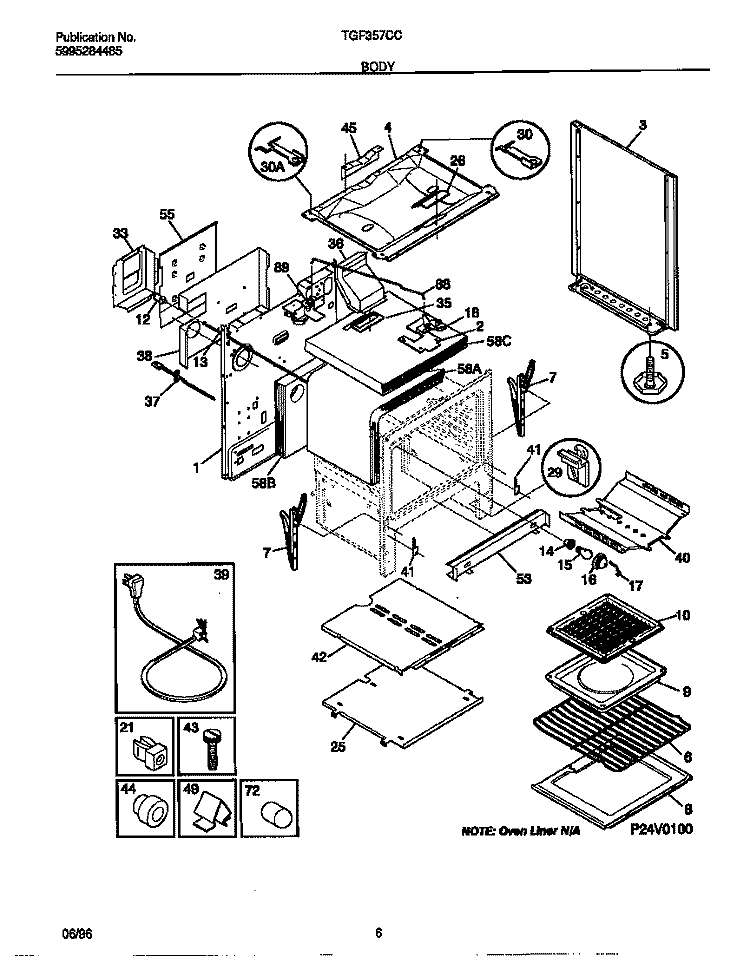 BODY Diagram and Parts List for TGF357CCTD  Tappan Range