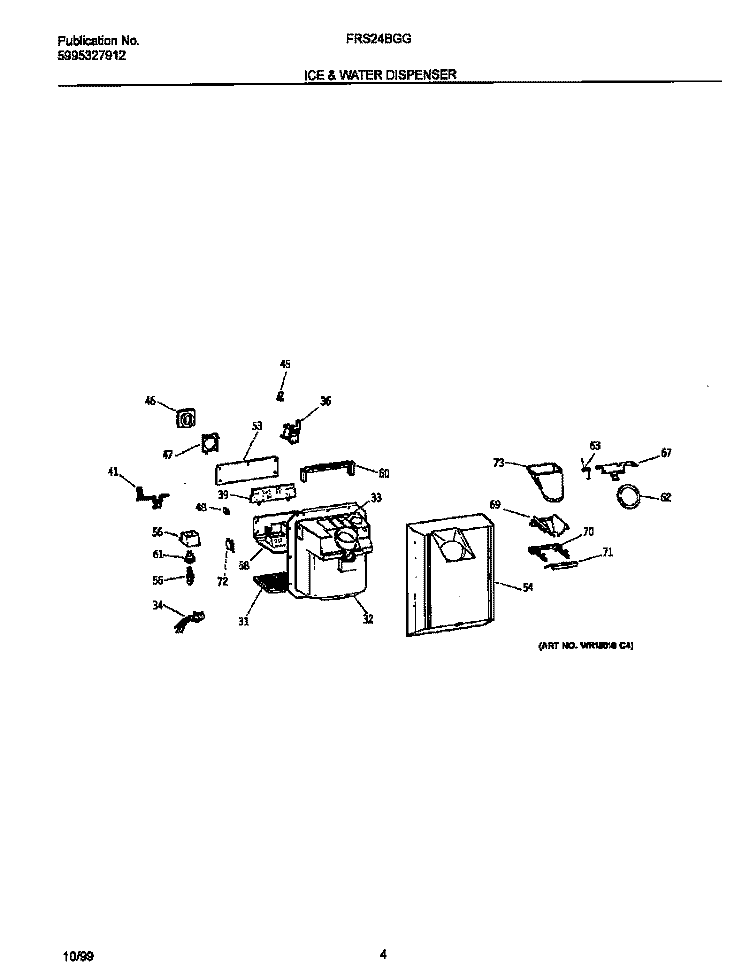ICE & WATER DISPENSER Diagram and Parts List for FRS24BGGW2  Frigidaire Refrigerator