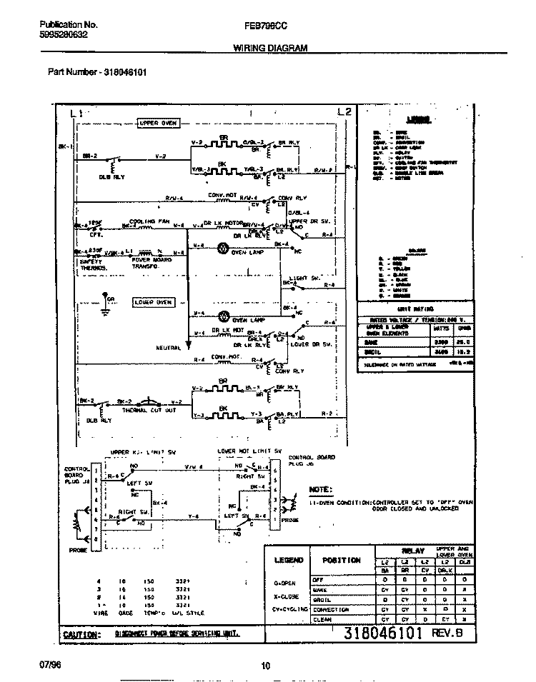 WIRING DIAGRAM Diagram and Parts List for FEB798CCSB  Frigidaire Wall Oven