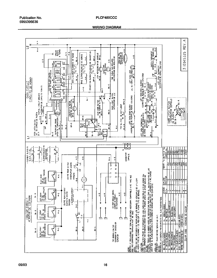 WIRING DIAGRAM Diagram and Parts List for PLCF489CCC  Frigidaire Range