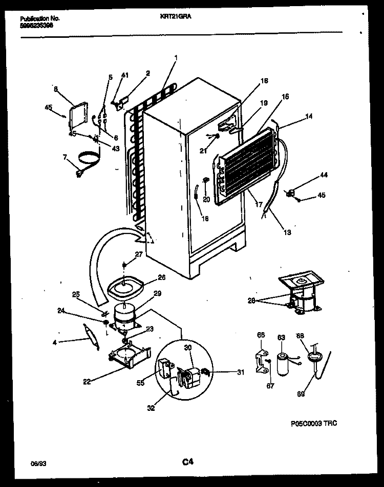 SYSTEM AND AUTOMATIC DEFROST PARTS Diagram and Parts List for KRT21GRAW0  Kelvinator Refrigerator