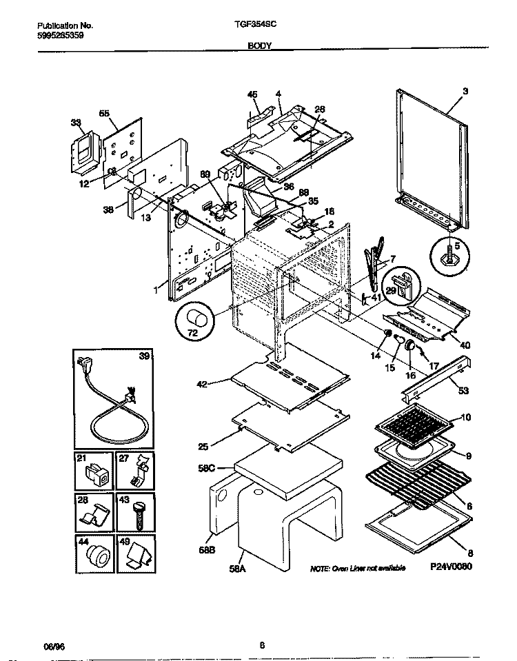 BODY Diagram and Parts List for TGF354SCWC  Tappan Range