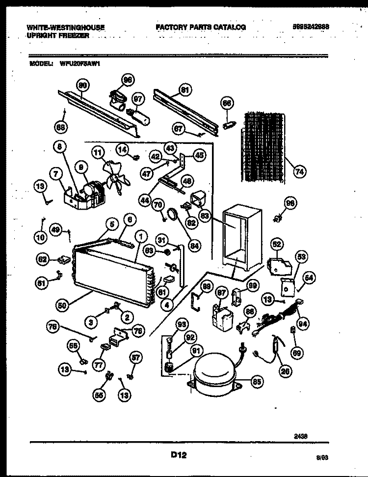 SYSTEM AND AUTOMATIC DEFROST PARTS Diagram and Parts List for WFU20F5AW1  Frigidaire Freezer