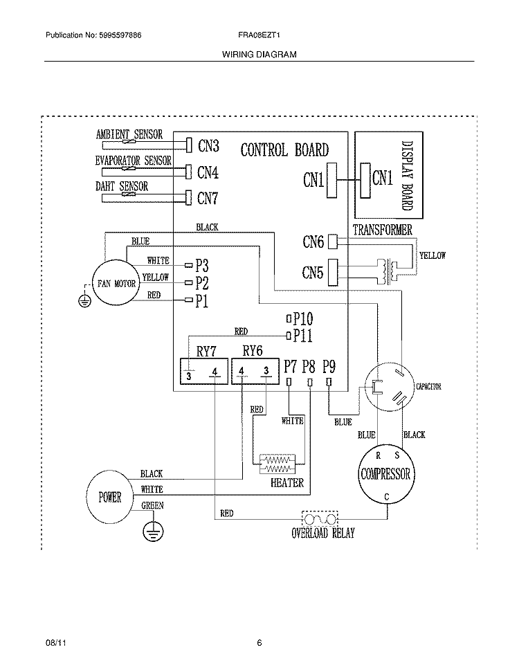 WIRING DIAGRAM Diagram and Parts List for FRA08EZT110  Frigidaire Air Conditioner
