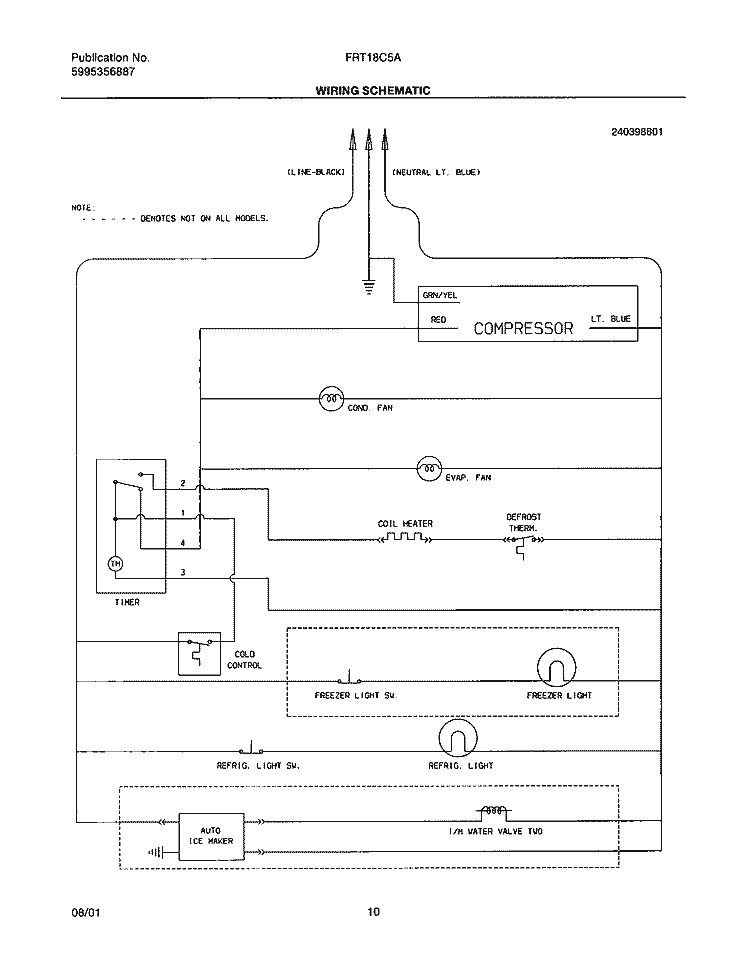 WIRING SCHEMATIC Diagram and Parts List for FRT18C5AZ2  Frigidaire Refrigerator
