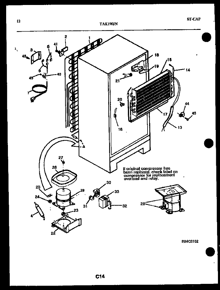 SYSTEM AND AUTOMATIC DEFROST PARTS Diagram and Parts List for TAK190JN0D  Kelvinator Refrigerator