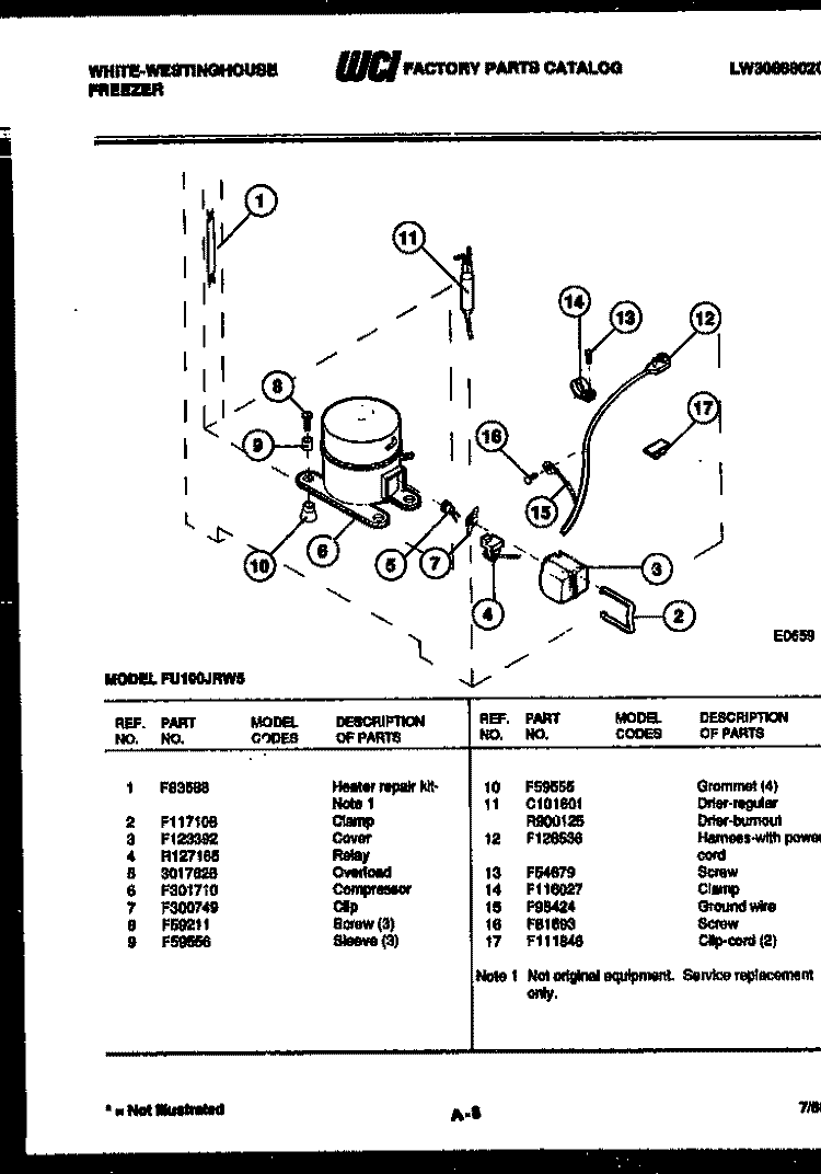SYSTEM PARTS Diagram and Parts List for FU100JRW5  Frigidaire Freezer