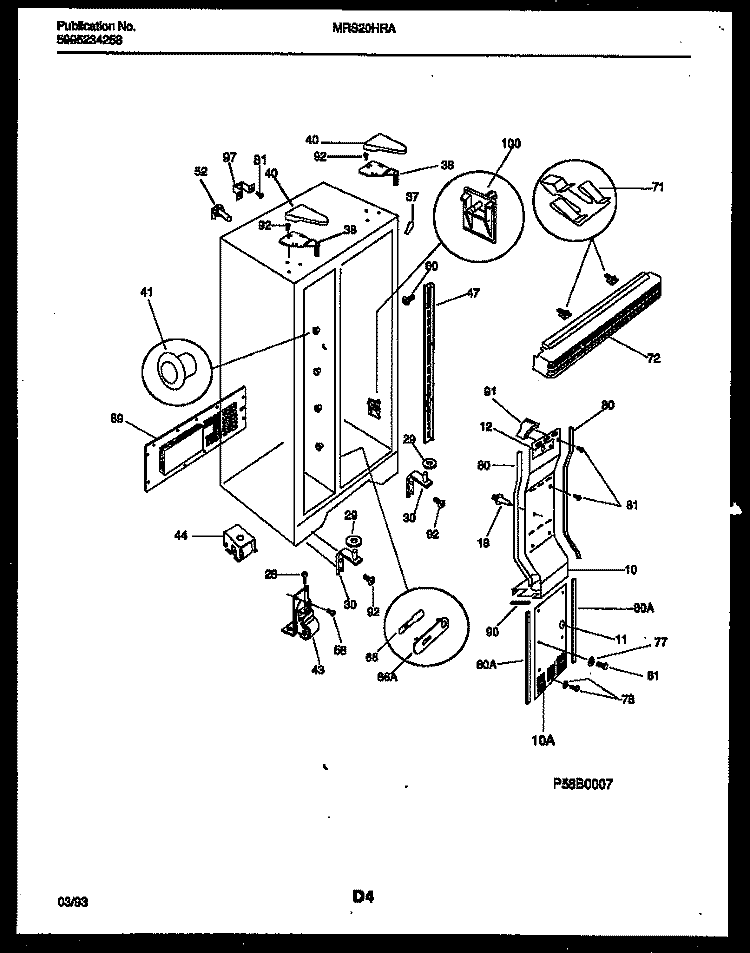 CABINET PARTS Diagram and Parts List for MRS20HRAWO  Frigidaire Refrigerator