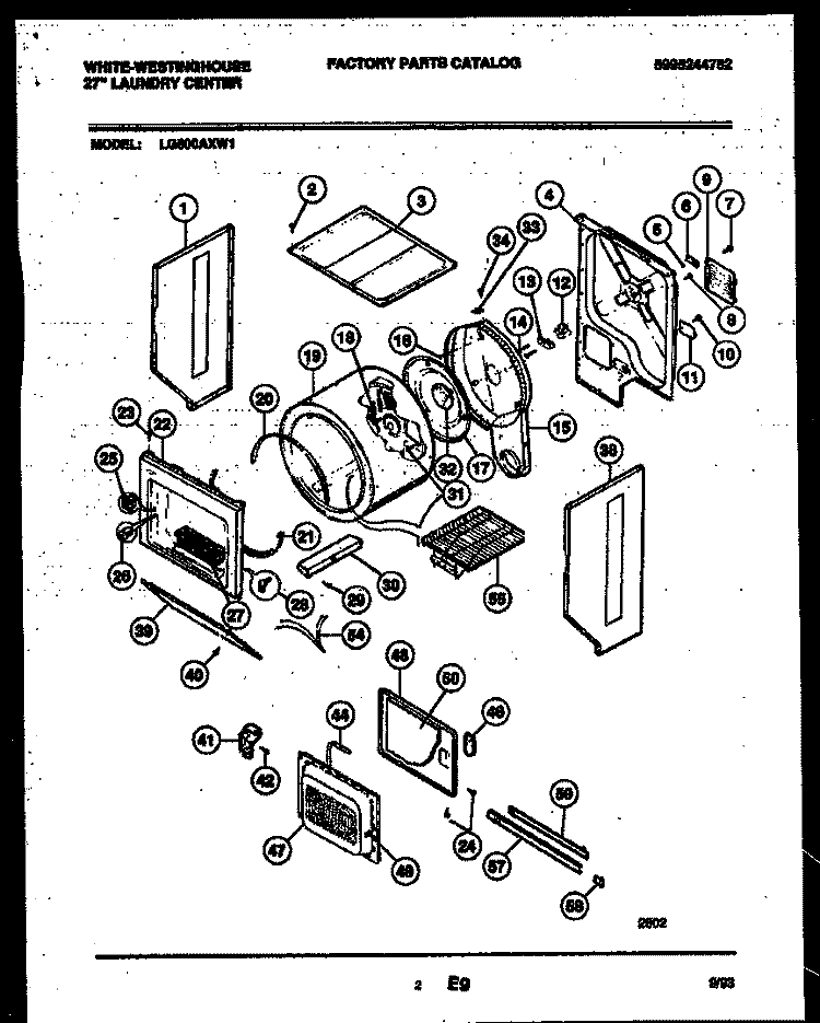 CABINET AND COMPONENT PARTS Diagram and Parts List for LG600AXW1  Frigidaire Washer Dryer Combo