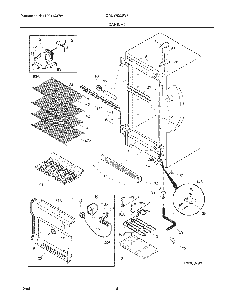 CABINET Diagram and Parts List for GRU17B2JW7  Gibson Refrigerator