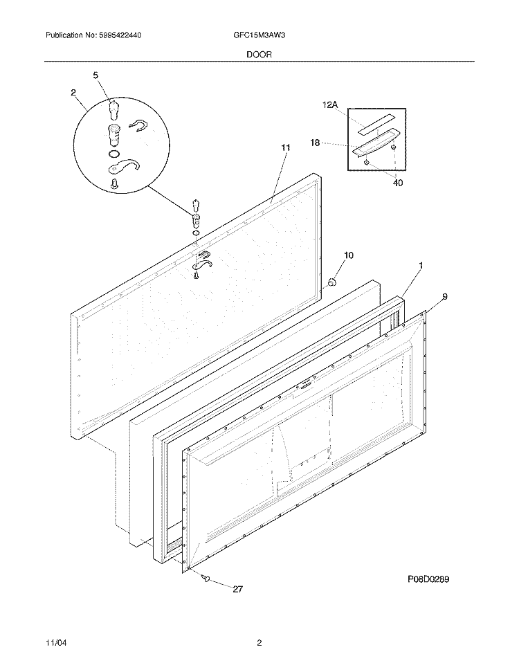 DOOR Diagram and Parts List for GFC15M3AW3  Gibson Freezer