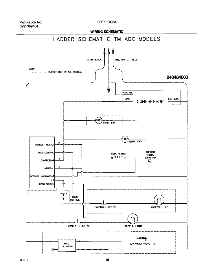WIRING SCHEMATIC Diagram and Parts List for FRT18GS6AQ2  Frigidaire Refrigerator