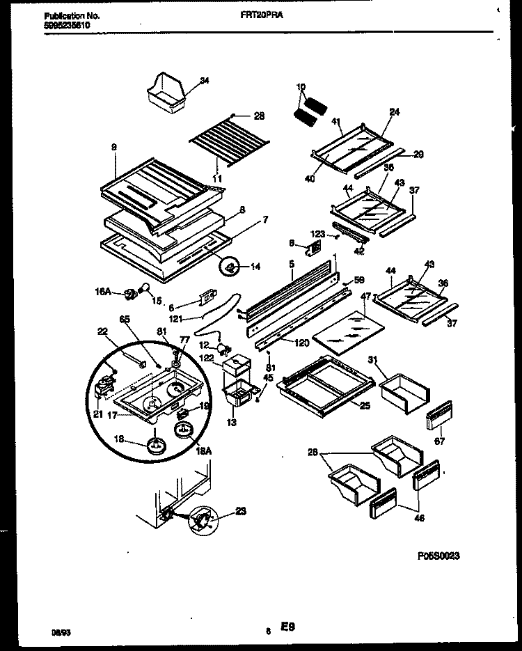 SHELVES AND SUPPORTS Diagram and Parts List for FRT20PRAD0  Frigidaire Refrigerator