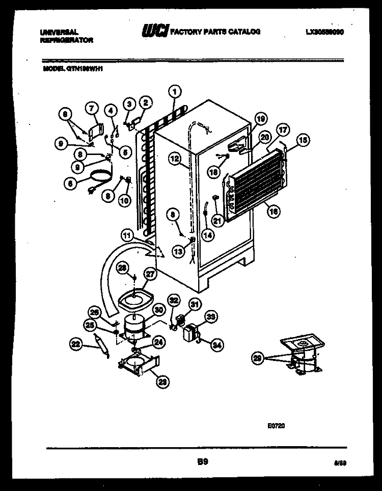 SYSTEM AND AUTOMATIC DEFROST PARTS Diagram and Parts List for GTN198WD1  Frigidaire Refrigerator