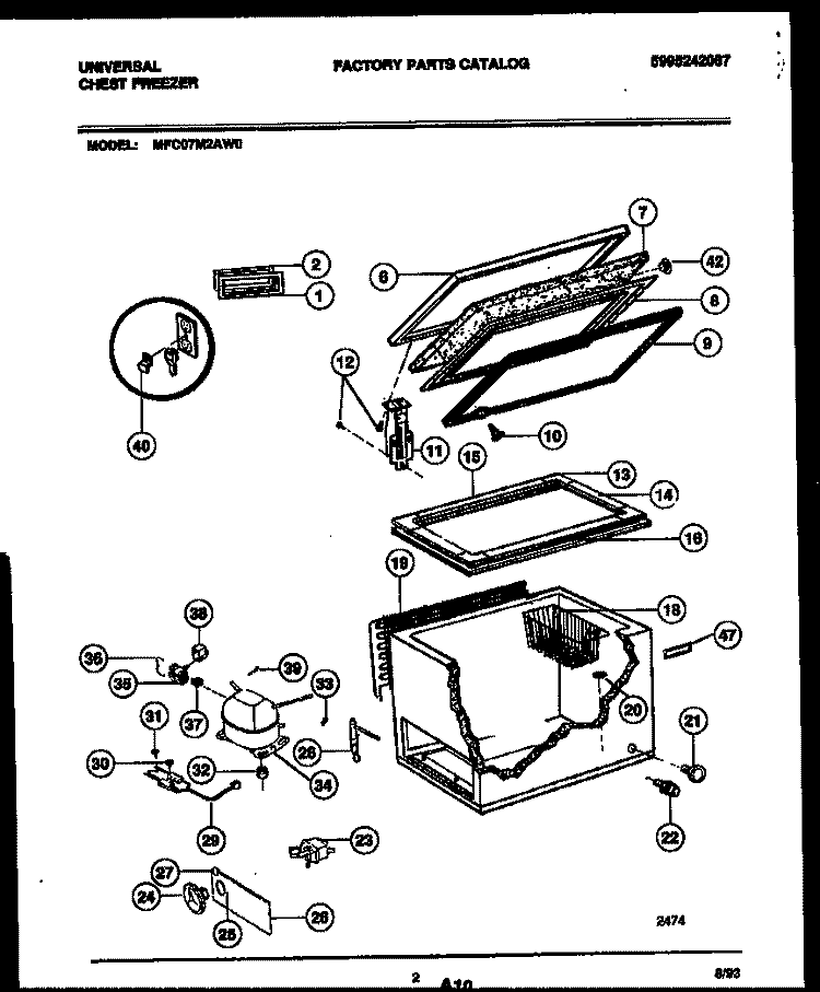 CHEST FREEZER PARTS Diagram and Parts List for MFC07M2AW0  Frigidaire Freezer