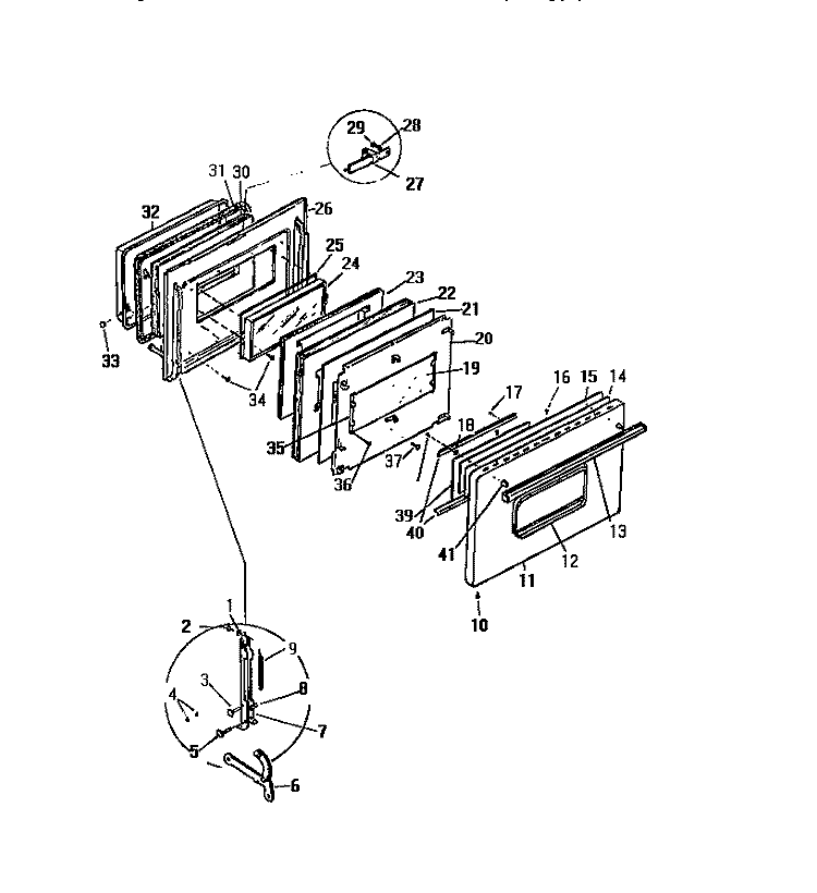 DOOR Diagram and Parts List for KF460GDH2  Frigidaire Range