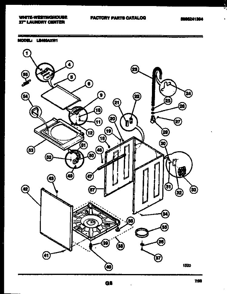 CABINET PARTS Diagram and Parts List for LE400AXW1  Frigidaire Washer Dryer Combo
