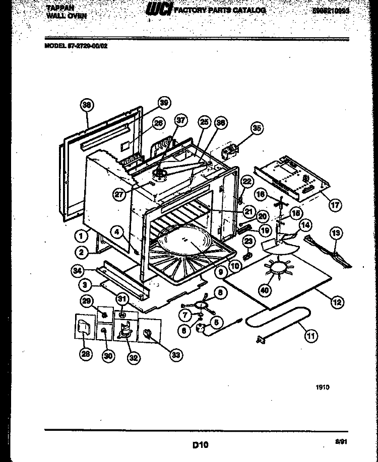 WRAPPER AND BODY PARTS Diagram and Parts List for 57-2729-00-02  Tappan Microwave Oven Combo