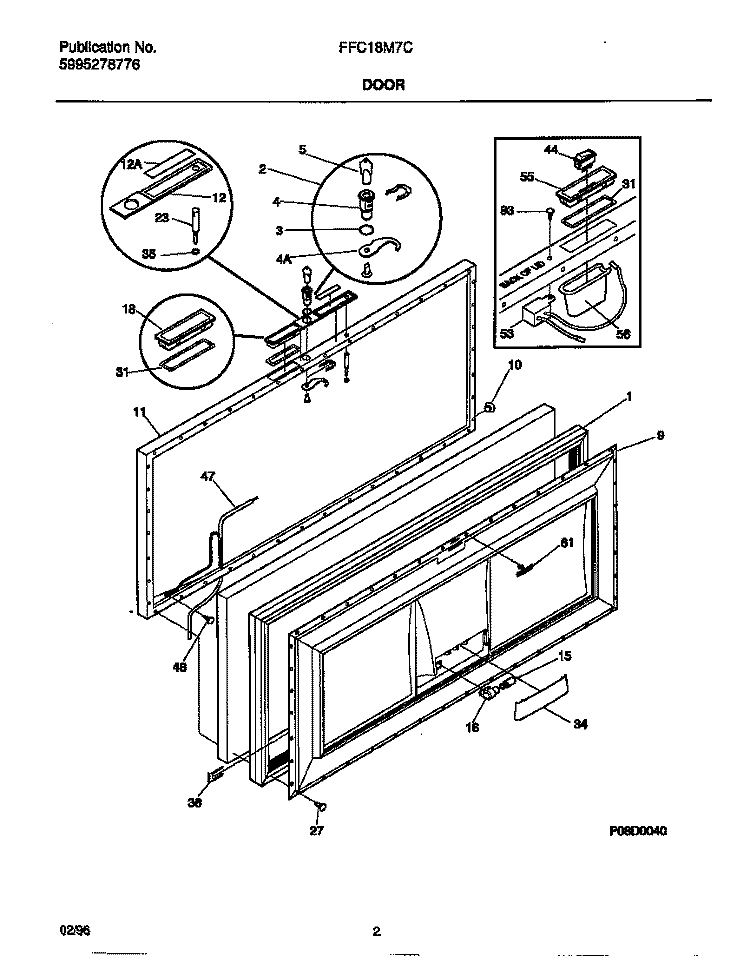 DOOR Diagram and Parts List for FFC18M7CW1  Frigidaire Freezer
