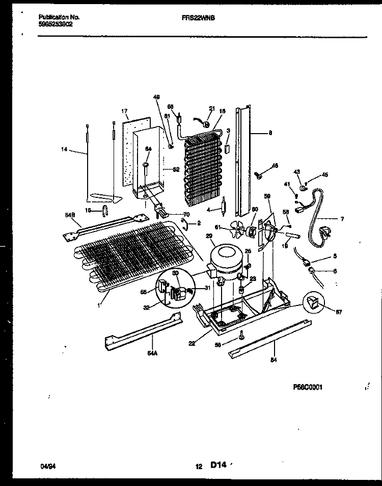 SYSTEM AND AUTOMATIC DEFROST PARTS Diagram and Parts List for FRS22WNBW0  Frigidaire Refrigerator