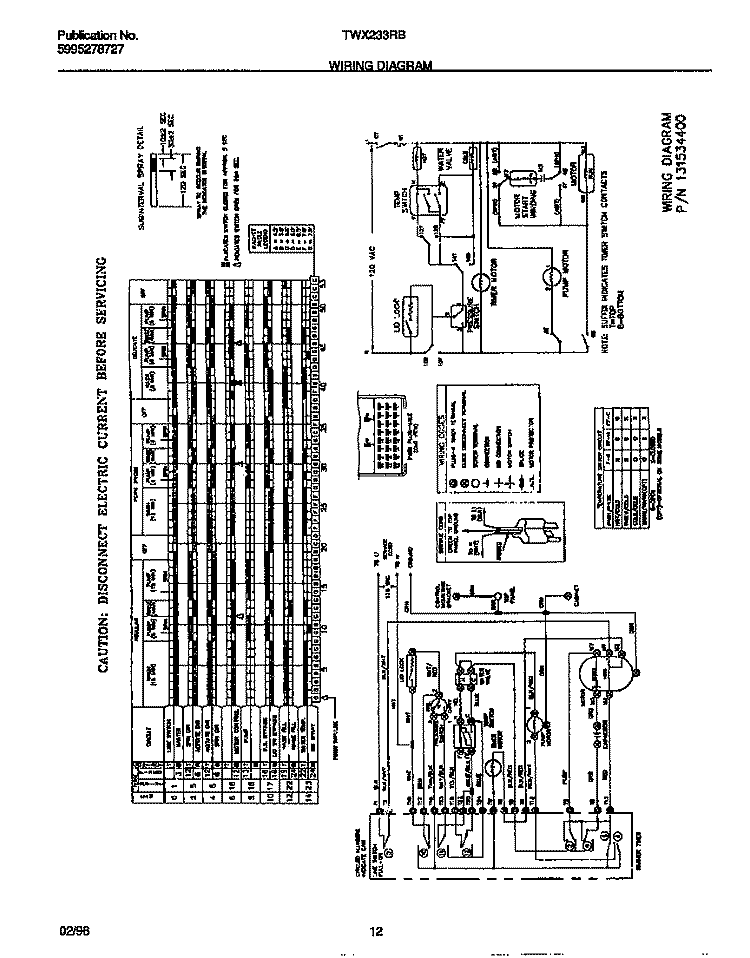 WIRING DIAGRAM Diagram and Parts List for TWX233RBW3  Tappan Washer