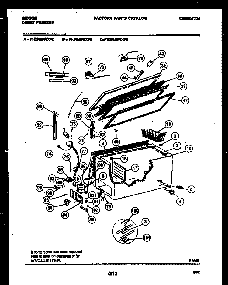 CHEST FREEZER PARTS Diagram and Parts List for FH26M6WXFD  Gibson Freezer