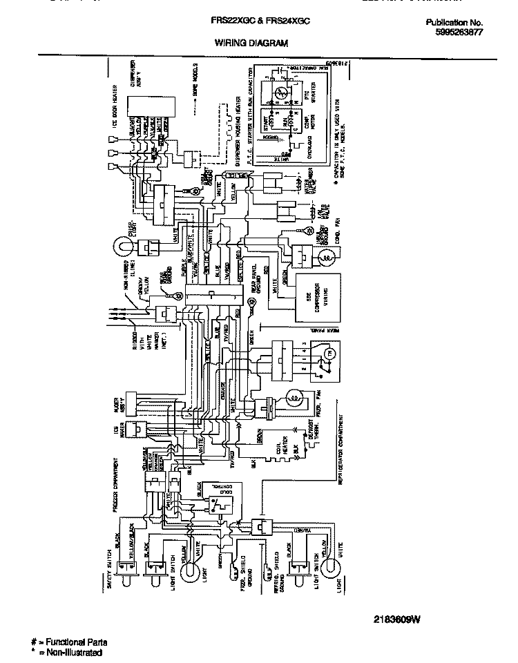 WIRING DIAGRAM Diagram and Parts List for FRS22XGCD0  Frigidaire Refrigerator