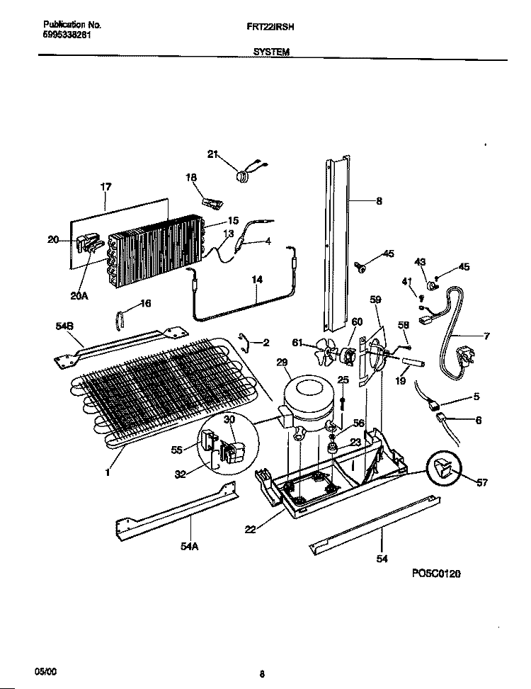 SYSTEM Diagram and Parts List for FRT22IRSHB3  Frigidaire Refrigerator
