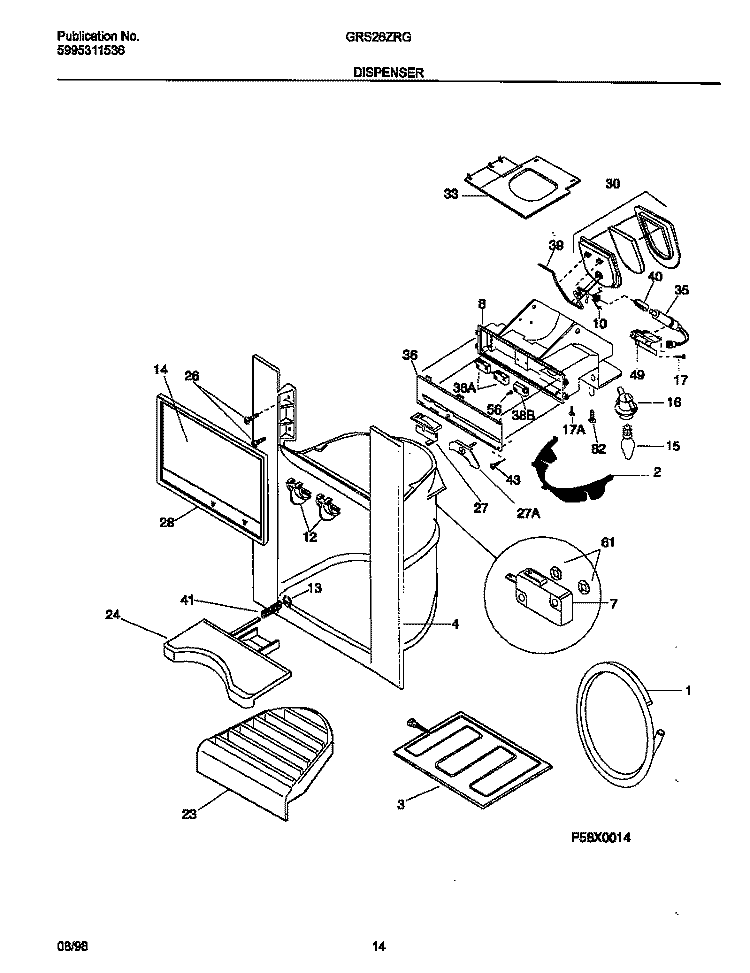 ICE DISPENSER Diagram and Parts List for GRS26ZRGD2  Gibson Refrigerator